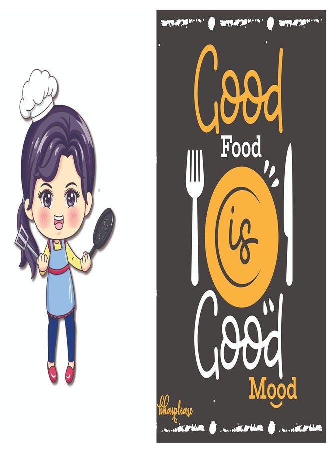 Bhai Please Good Food is Good Mood and Chef (Female) Wooden Fridge Magnet (Pack of 2 pcs, one pc Each Design) Kitchen,Food Quotes, Bar and Drinks Decorations and Gifts - Image 1
